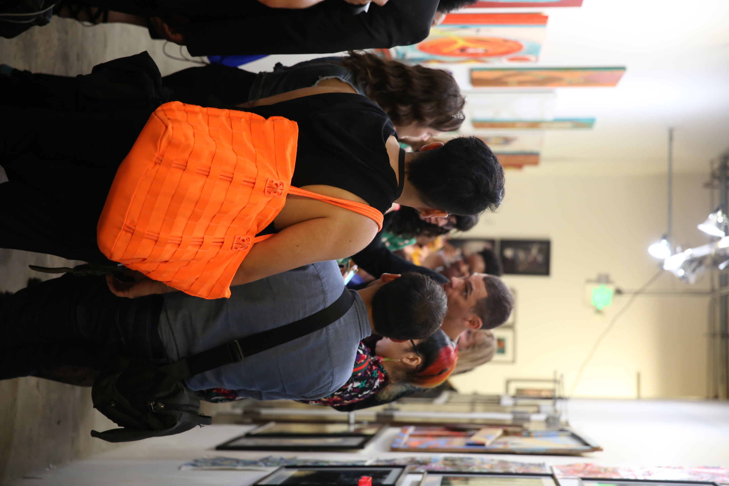Packed corridor at Art Share LA