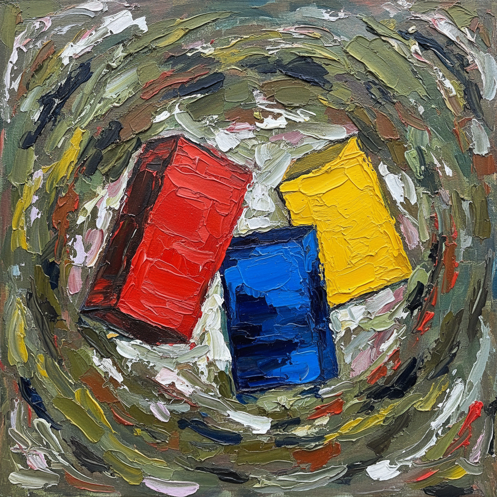 Abstract expressionist painting inspired by Hans Hofmann's push-pull color theory