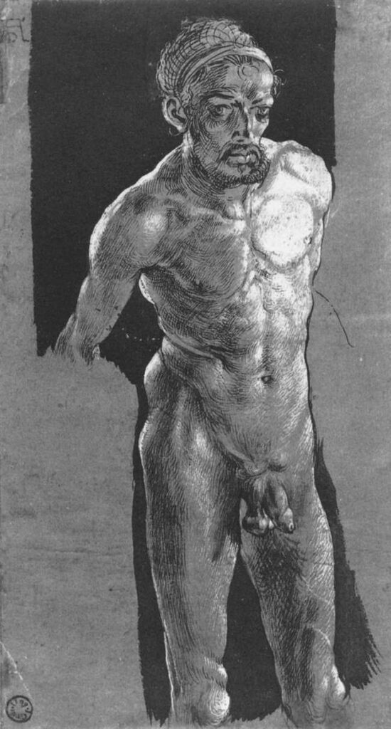 Albrecht Dürer self-portrait nude drawing circa 1509