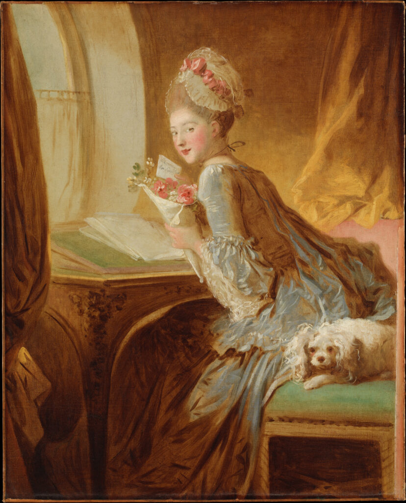 Jean-Honoré Fragonard, The Love Letter, early 1770s — public domain via The Metropolitan Museum of Art