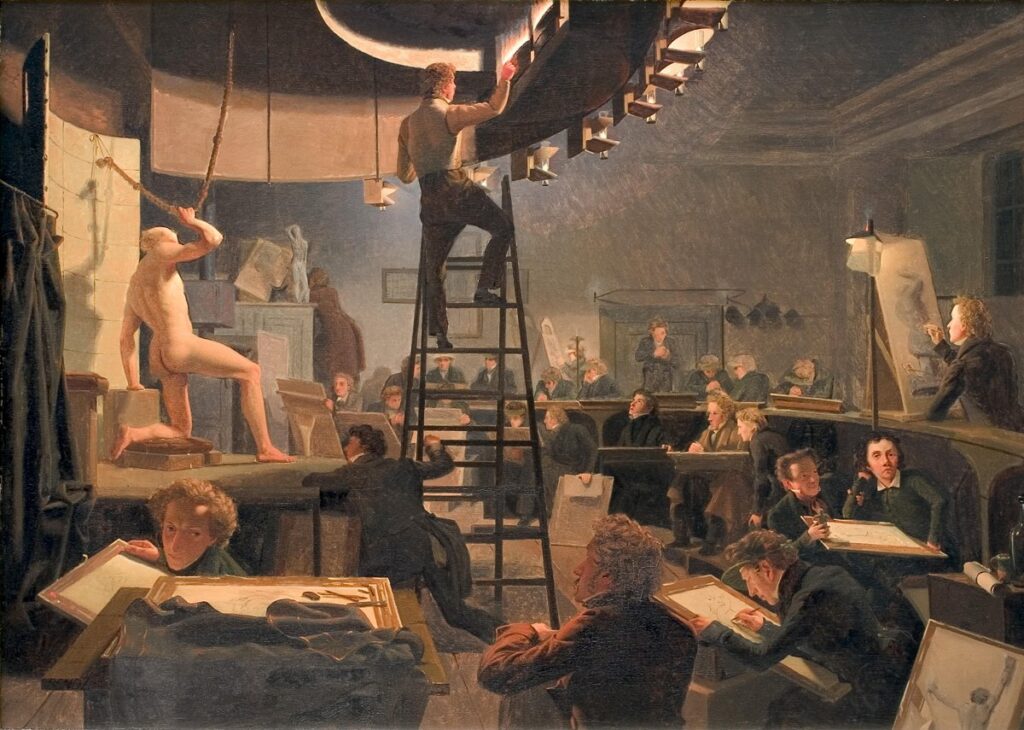 19th century life drawing class at the Royal Danish Academy of Fine Arts