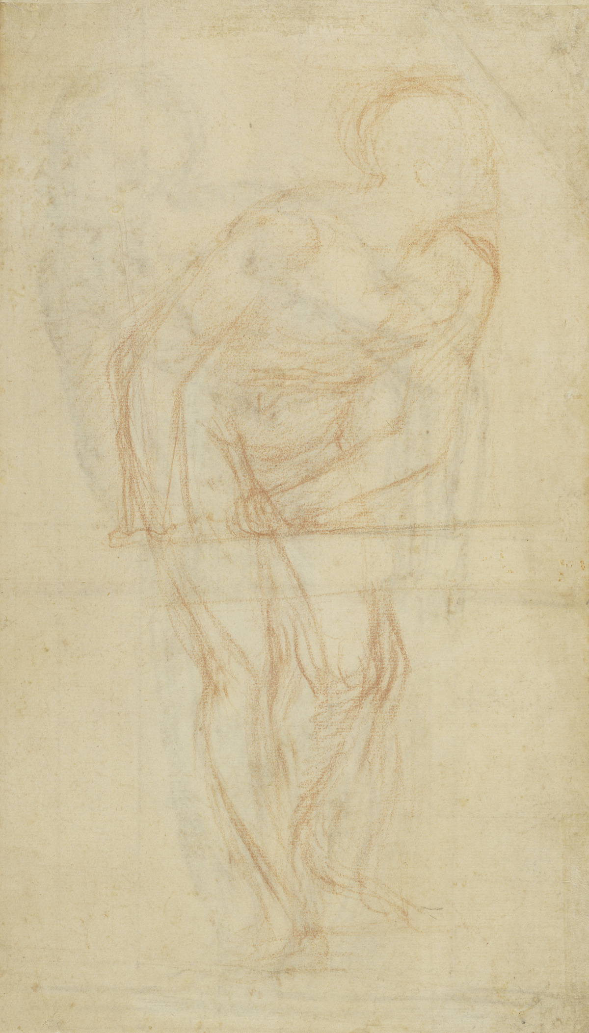 Pontormo, A Standing Male Nude, chalk drawing from the Getty Center