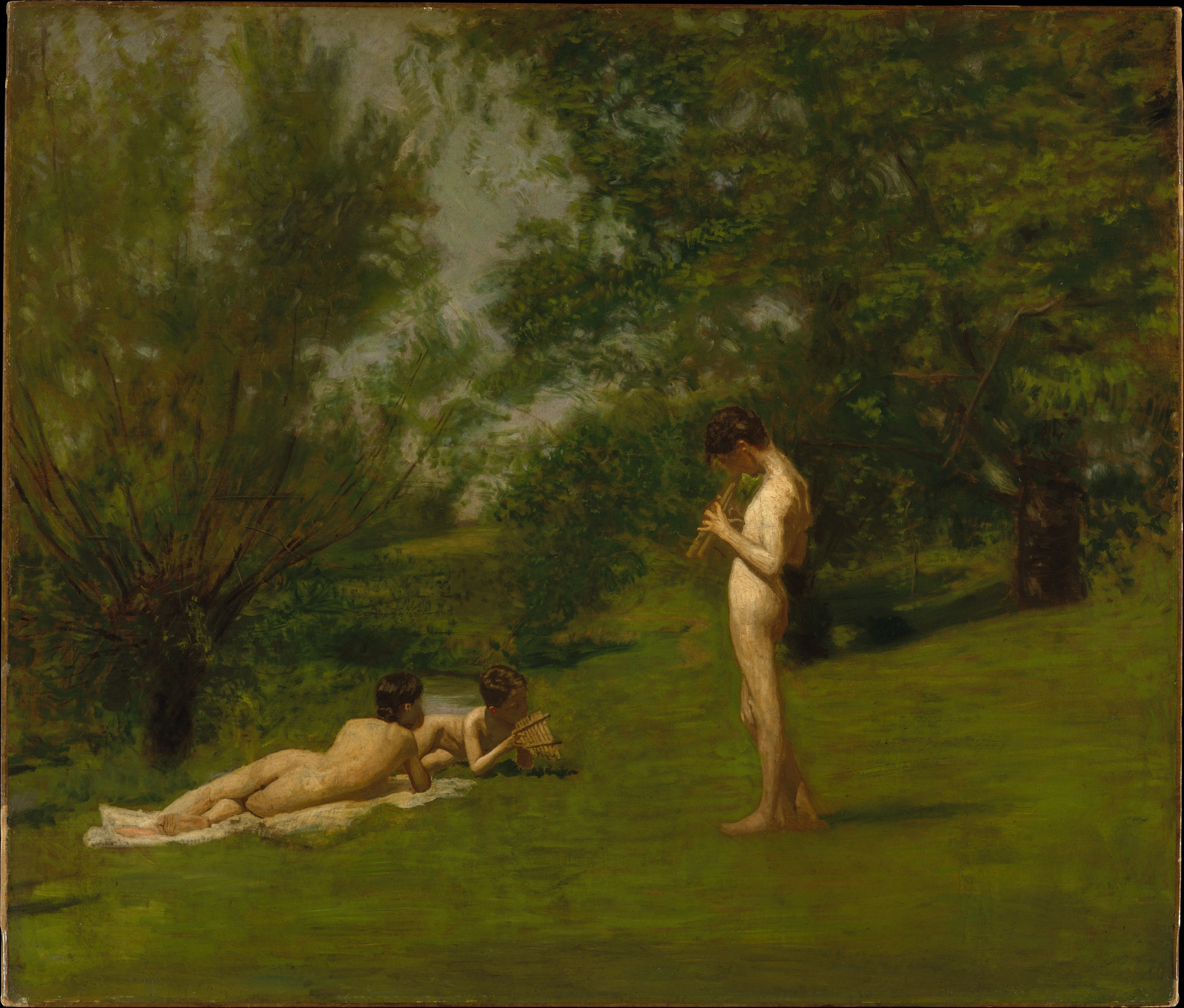 Thomas Eakins, Arcadia (c. 1883) — two nude female figures in a pastoral landscape