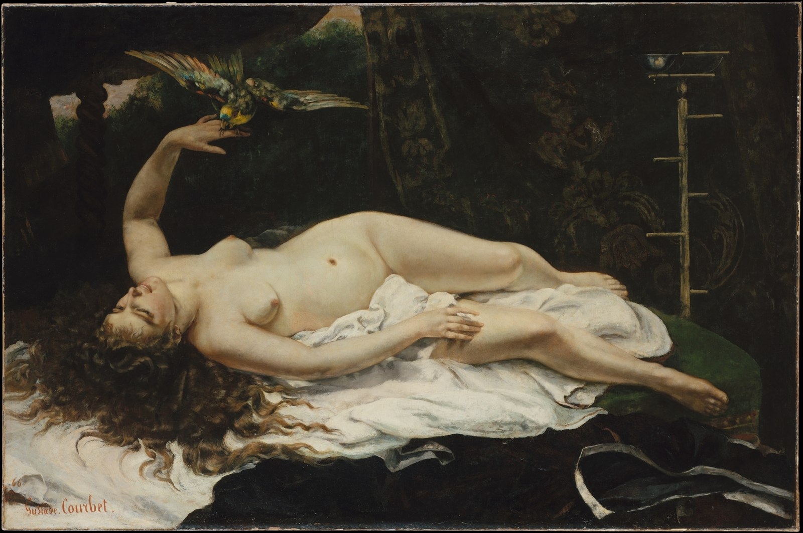 Gustave Courbet, Woman with a Parrot, 1866 \u2014 Metropolitan Museum of Art \u2014 Public Domain