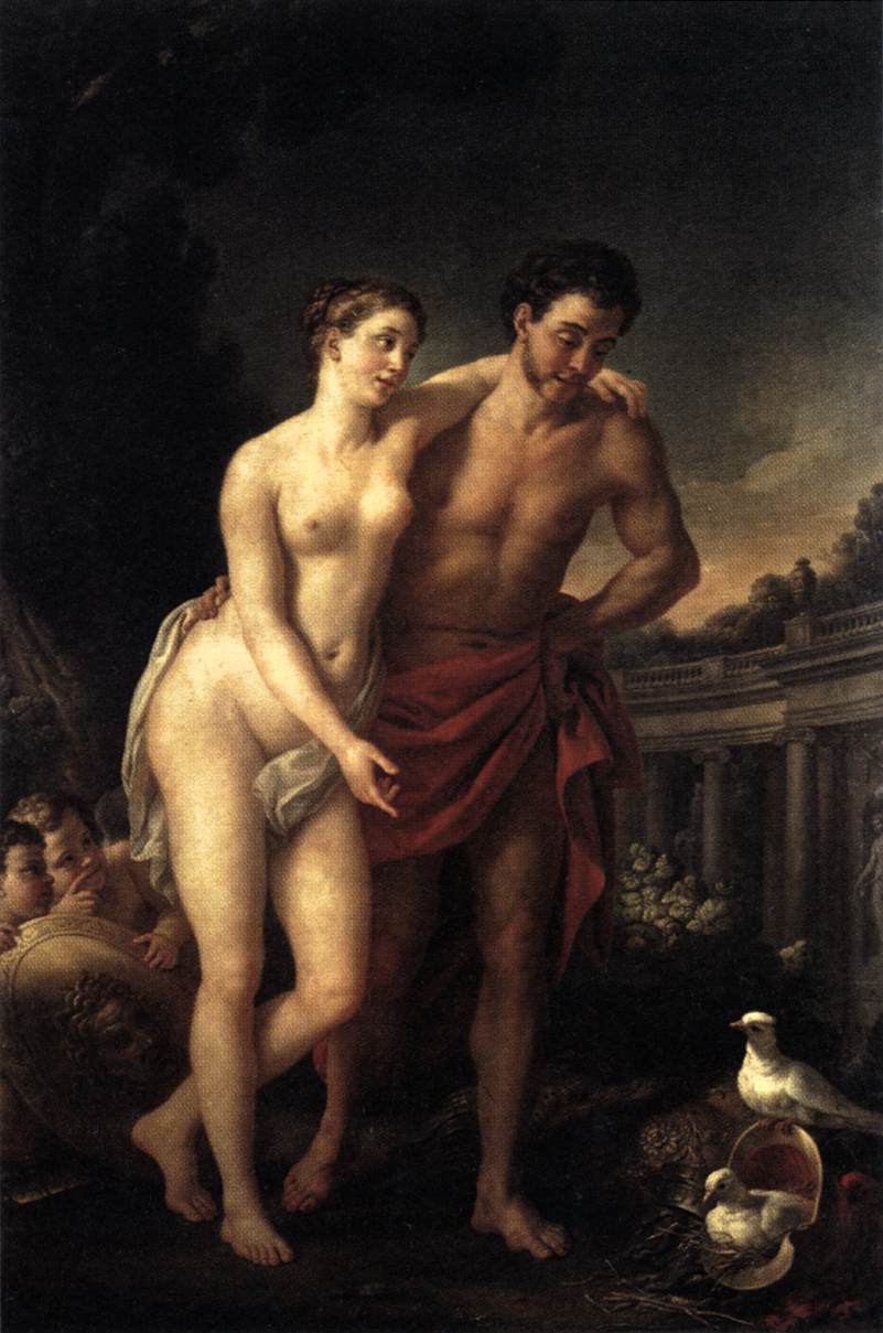 Joseph-Marie Vien, Venus Showing Mars her Doves Making a Nest in his Helmet, 1768
