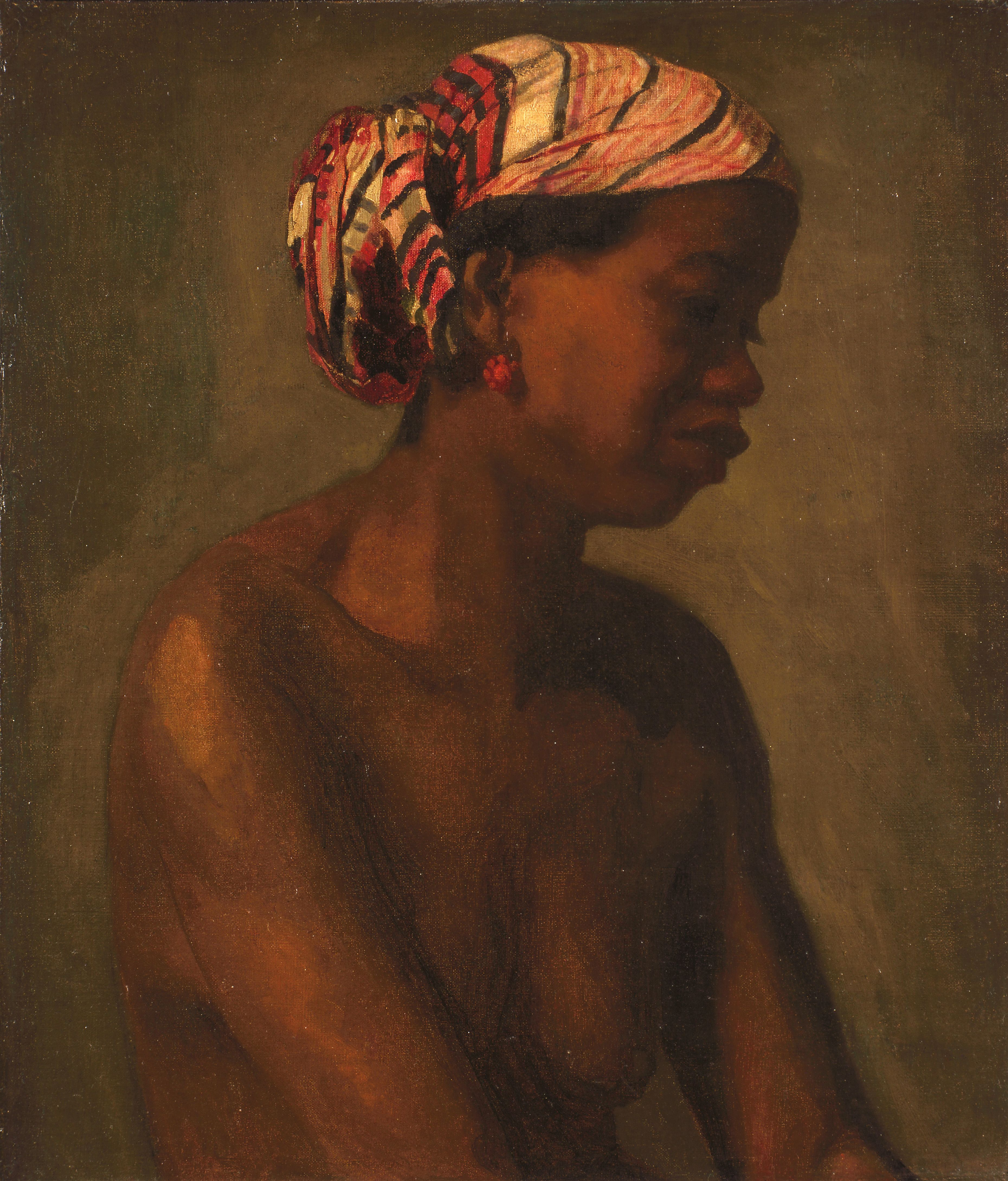 Thomas Eakins, Female Model. A standing nude woman seen from behind, rendered in oil with the anatomical precision characteristic of Eakins's academic approach.