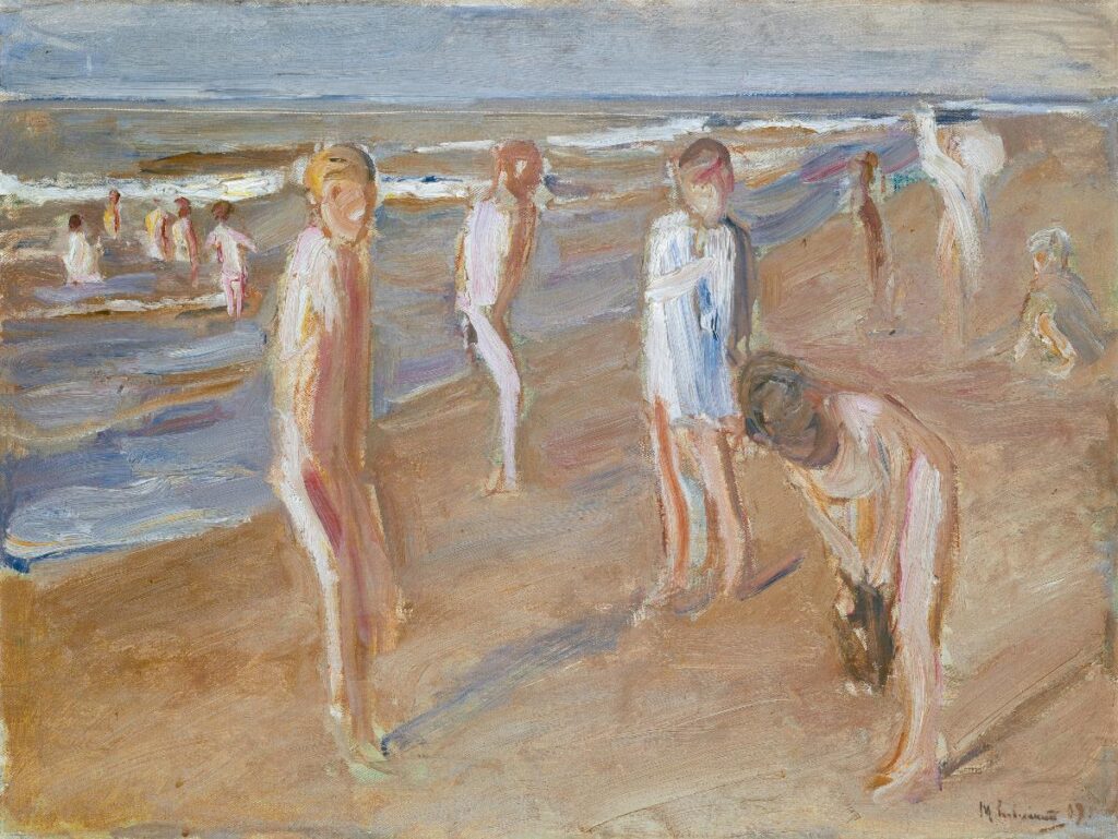Max Liebermann, Badende Knaben (Bathing Boys), oil painting, Kunsthaus Zurich. Public domain.