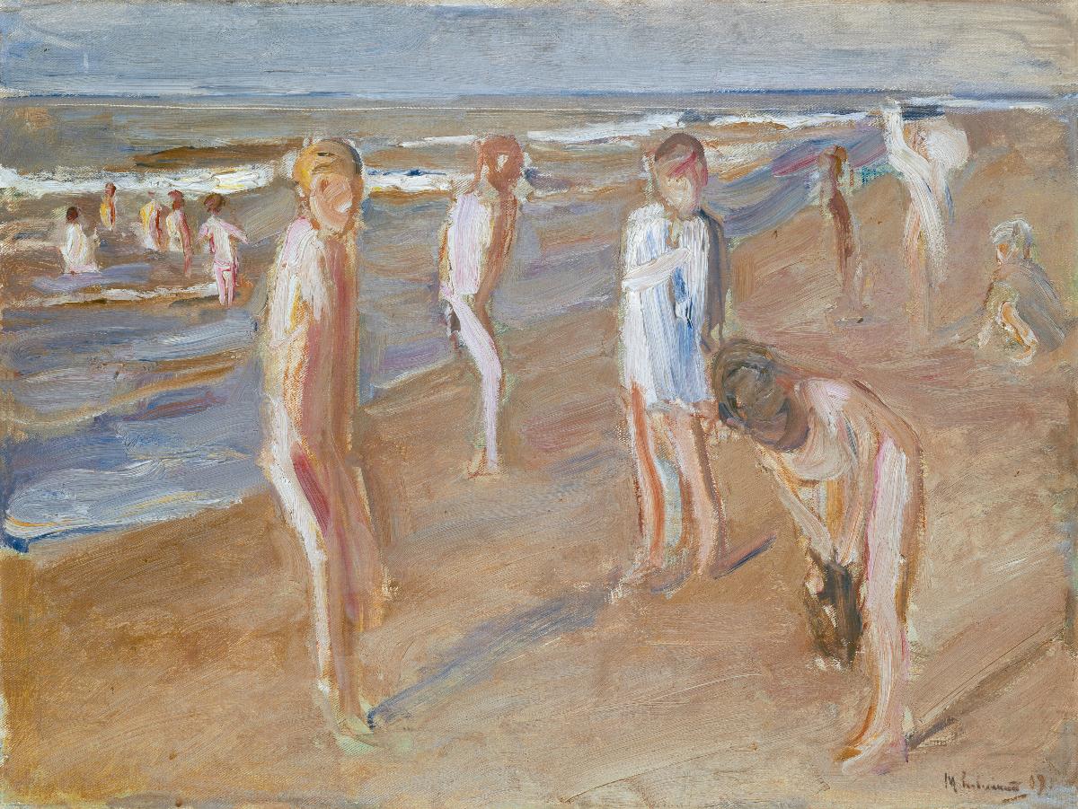 Max Liebermann, Badende Knaben (Bathing Boys), oil painting, Kunsthaus Zurich. Public domain.