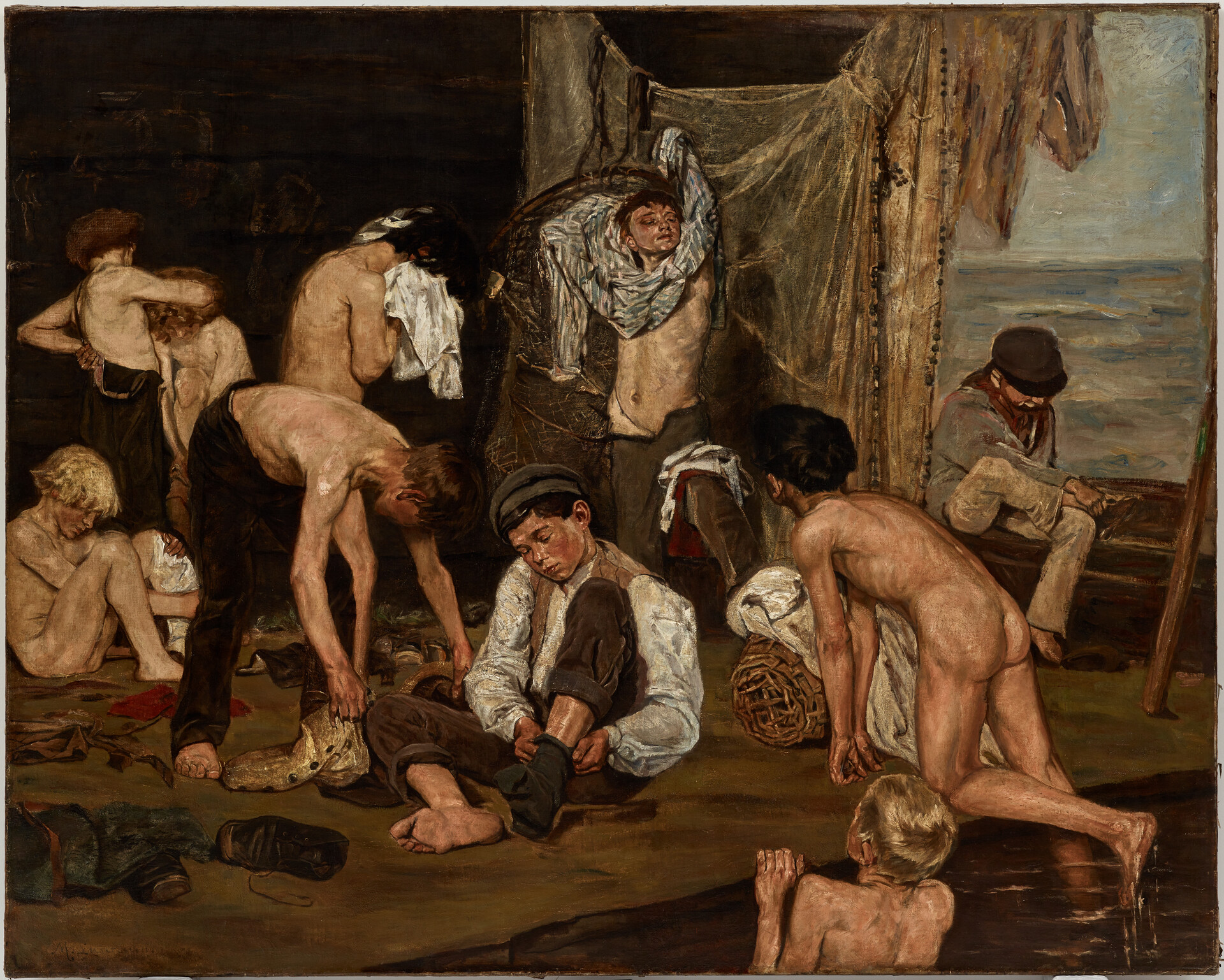 Max Liebermann, Swimmers, oil painting, Dallas Museum of Art. Public domain.