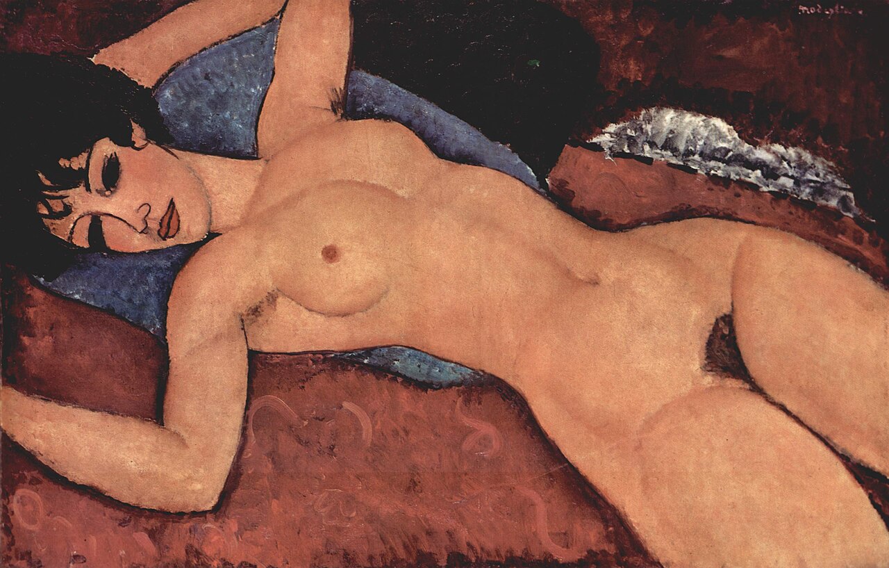 Amedeo Modigliani, reclining nude, c. 1917 \u2014 Public Domain