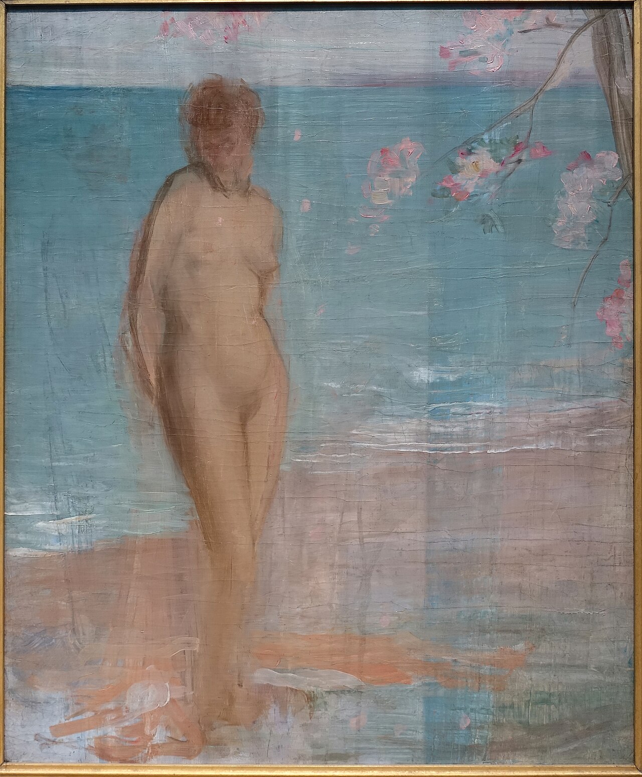 James McNeill Whistler, Venus Rising from the Sea, c. 1866-1870. A female nude emerging from water, rendered in pale flesh tones against a moody seascape.