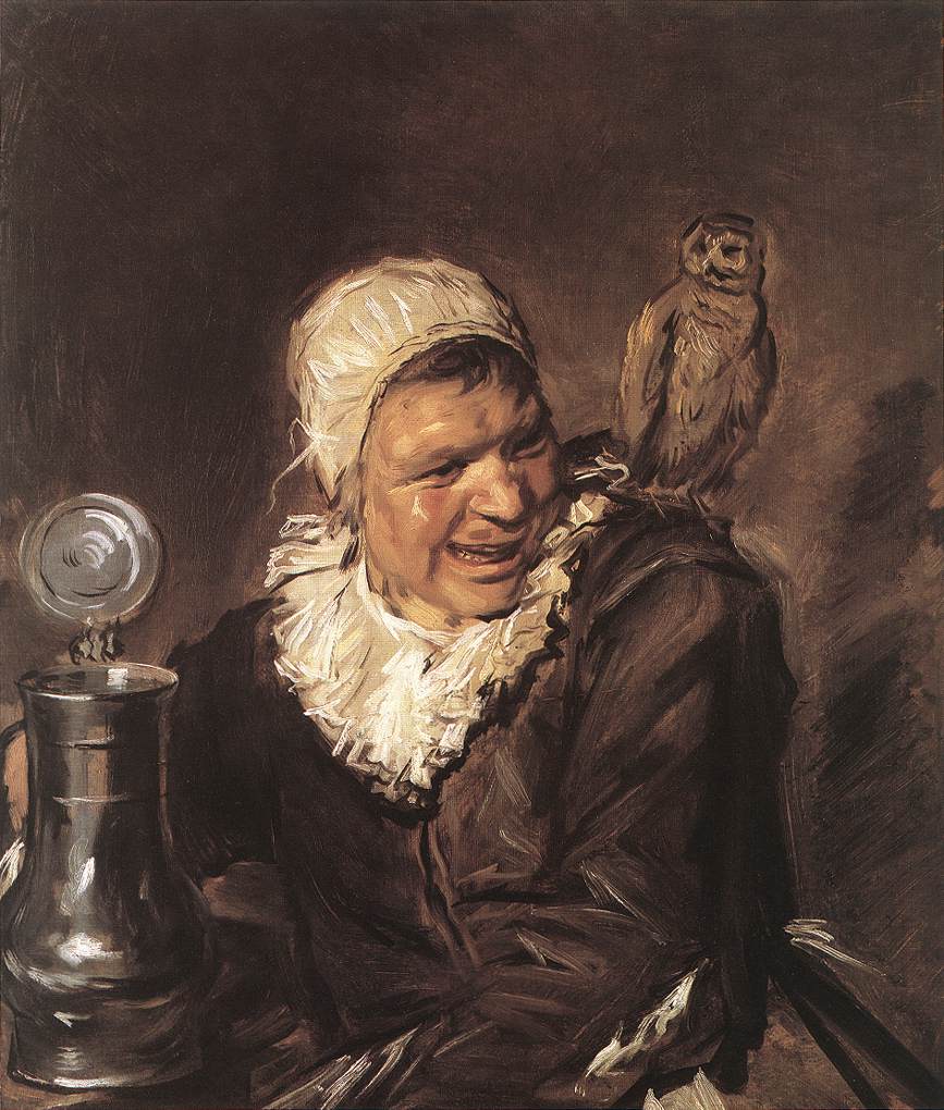 Frans Hals, Malle Babbe, an old woman laughing with an owl on her shoulder