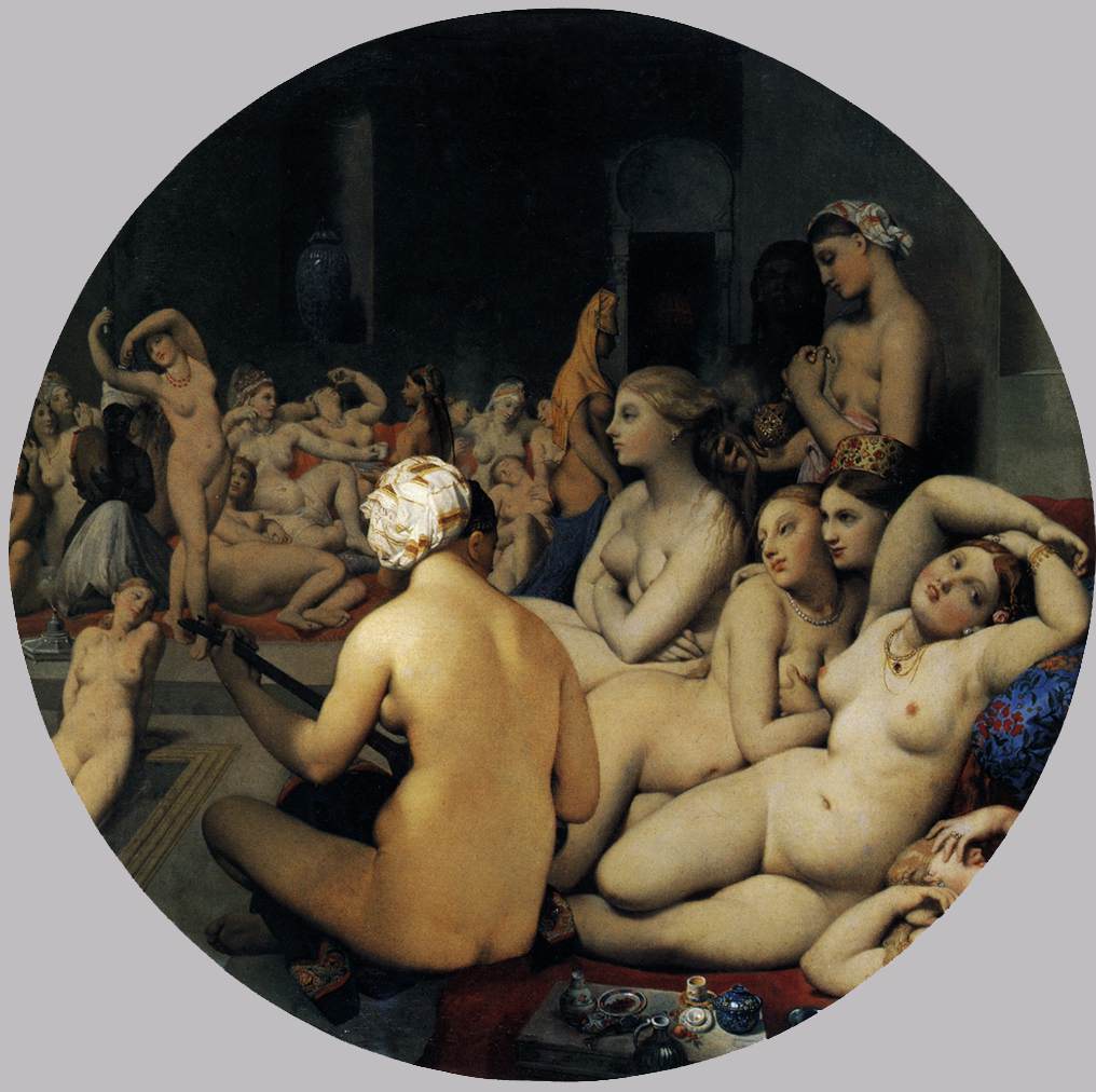 Jean-Auguste-Dominique Ingres The Turkish Bath 1862 circular composition of nude figures