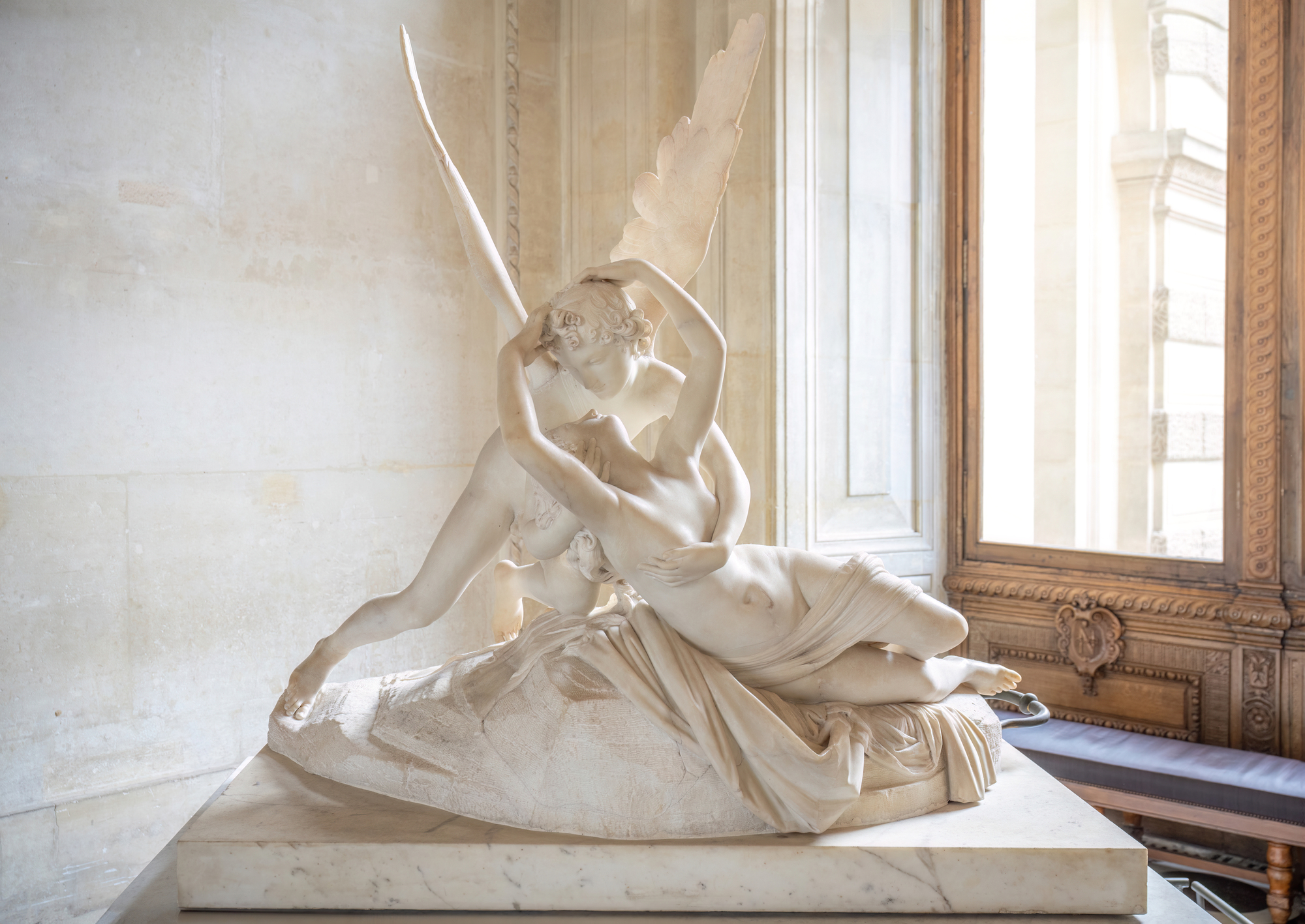Antonio Canova, Psyche Revived by Cupid's Kiss, marble sculpture, 1787-1793, at the Louvre Museum