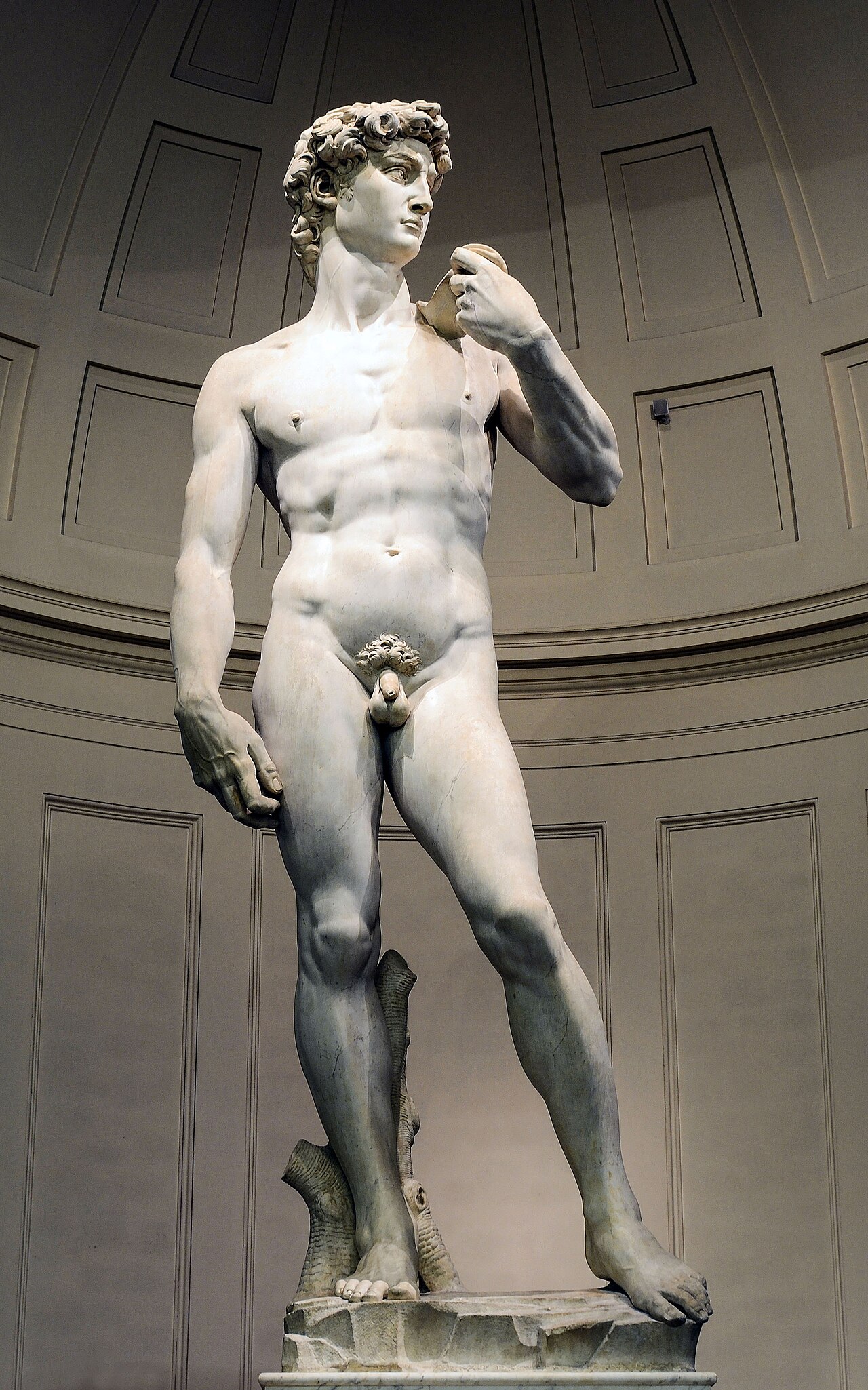 Michelangelo's David at the Galleria dell'Accademia, Florence \u2014 the classical nude that still needed a fig leaf