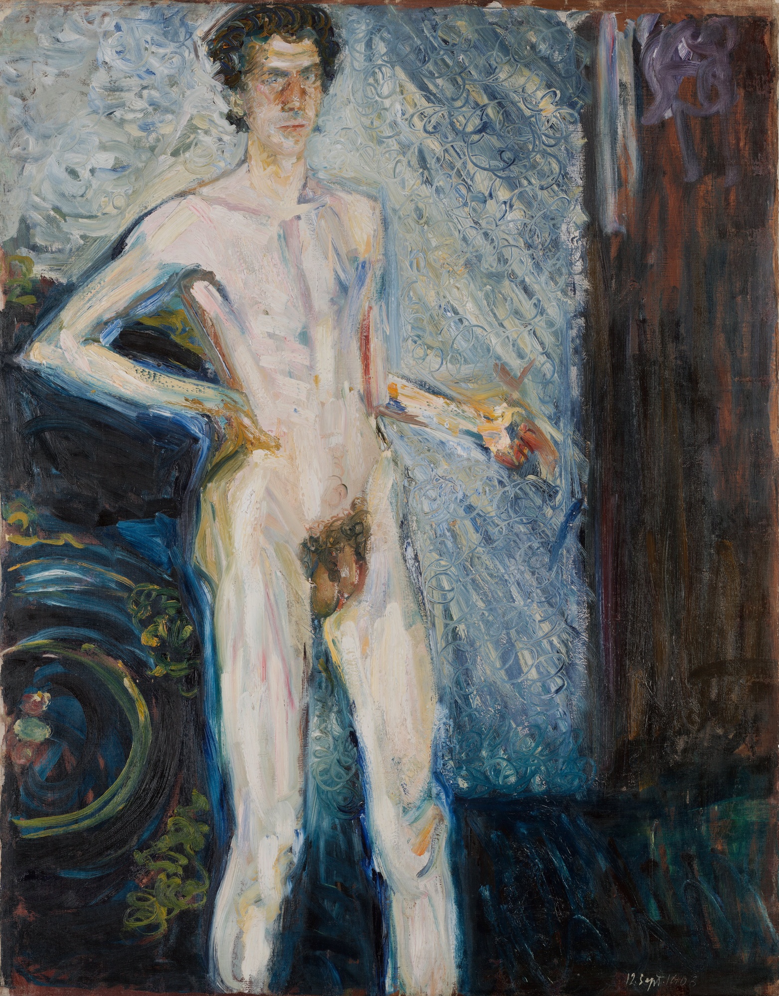 Richard Gerstl, Nude Self-Portrait with Palette, 1908