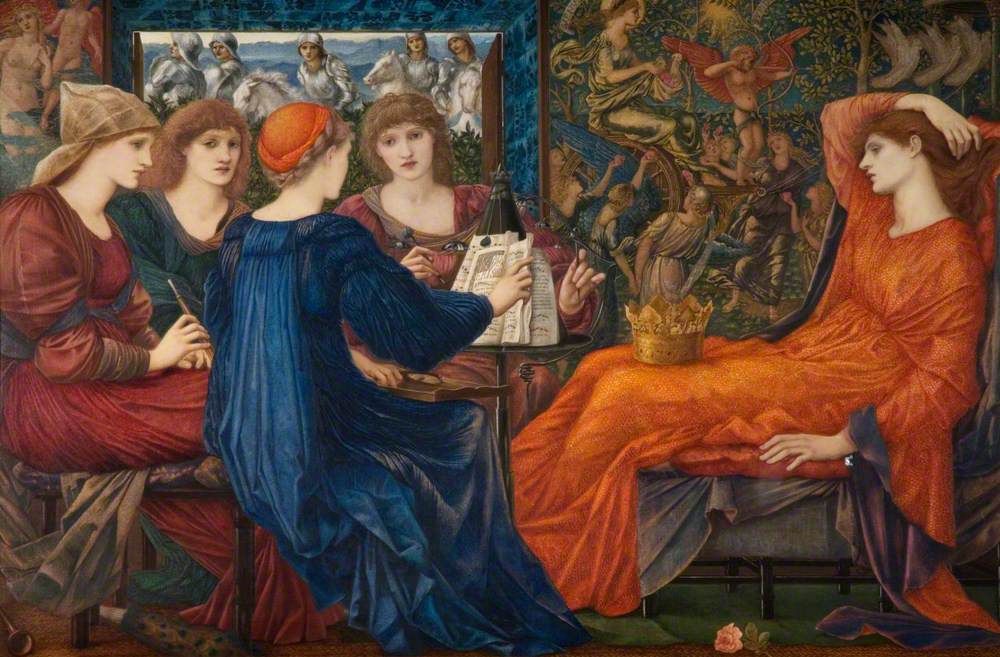 Edward Burne-Jones, Laus Veneris, 1873-1878. Venus reclines half-draped in a private interior, gaze turned inward.