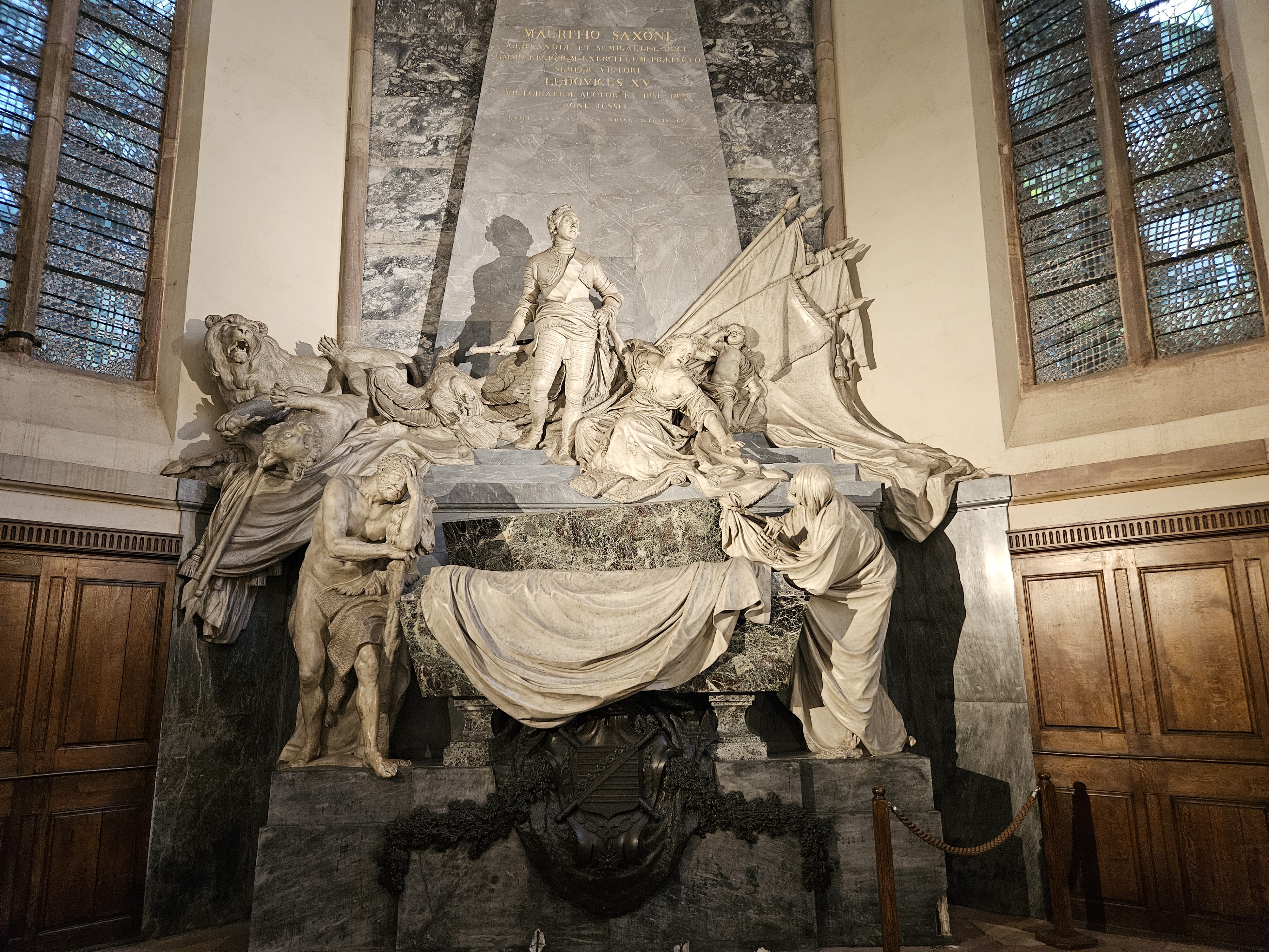 Jean-Baptiste Pigalle's Tomb of Marshal Maurice de Saxe in Strasbourg, with allegorical nude figures