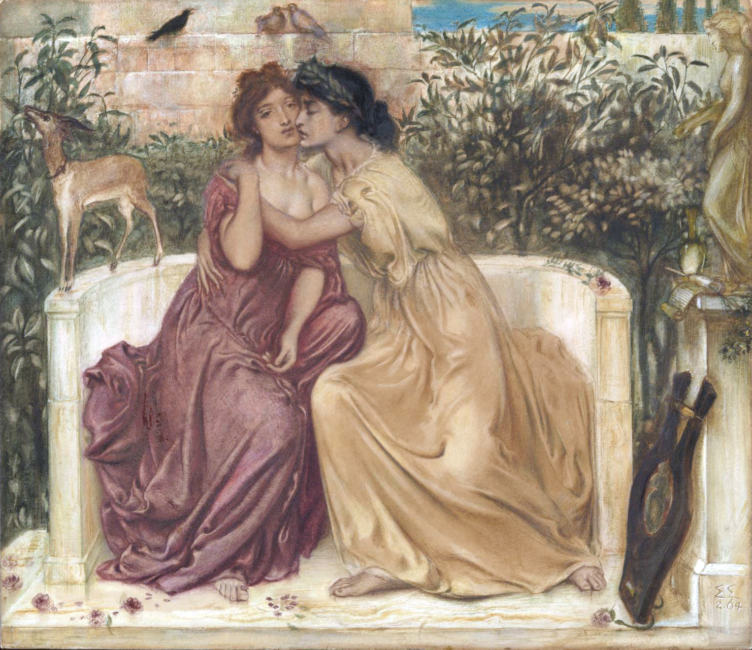 Simeon Solomon, Sappho and Erinna in a Garden at Mytilene, 1864