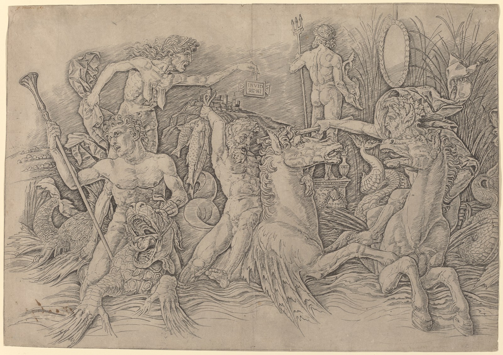 Andrea Mantegna, Battle of the Sea Gods (left half), c. 1485-1488