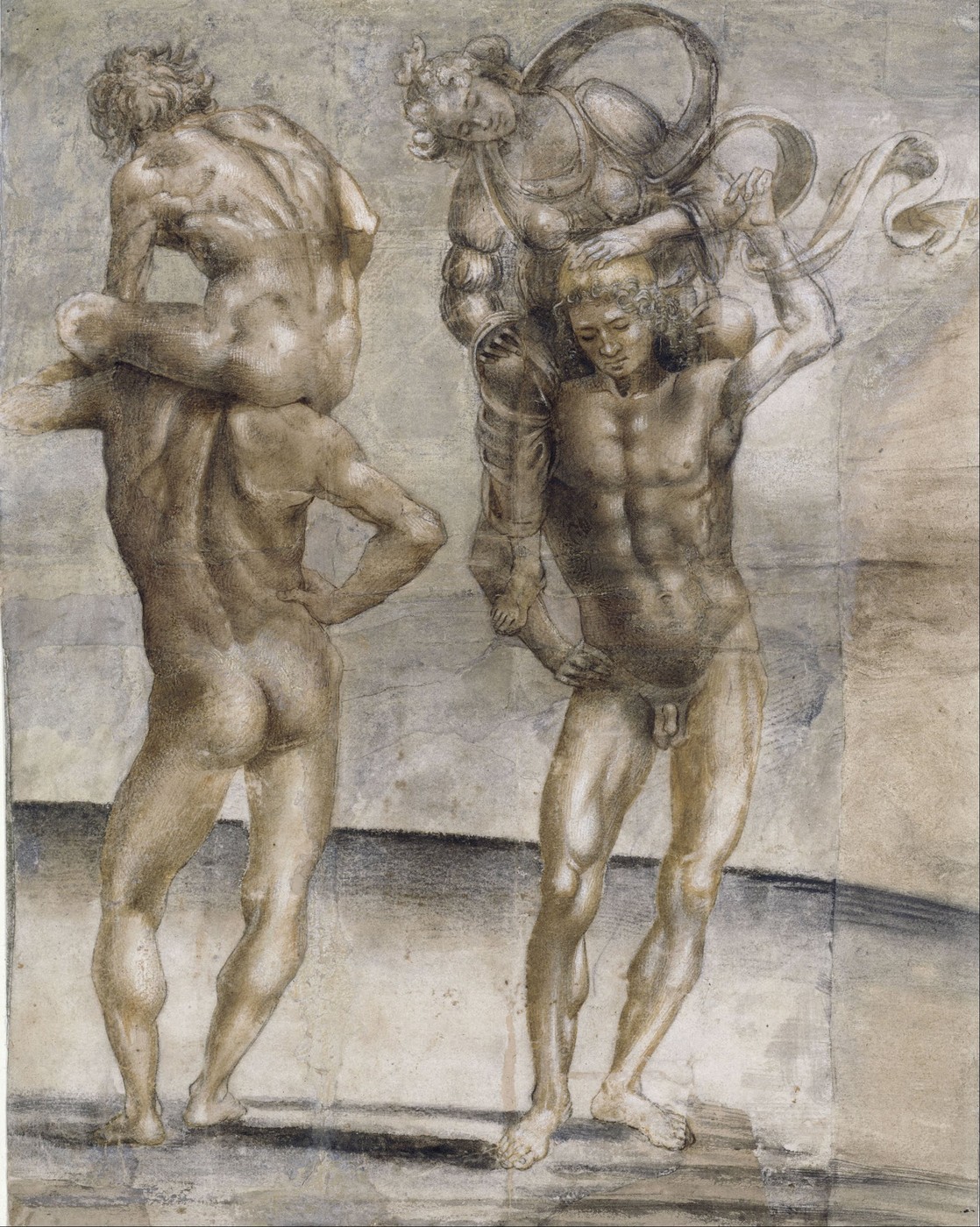 Luca Signorelli, Two Nude Youths Carrying a Young Woman and a Young Man